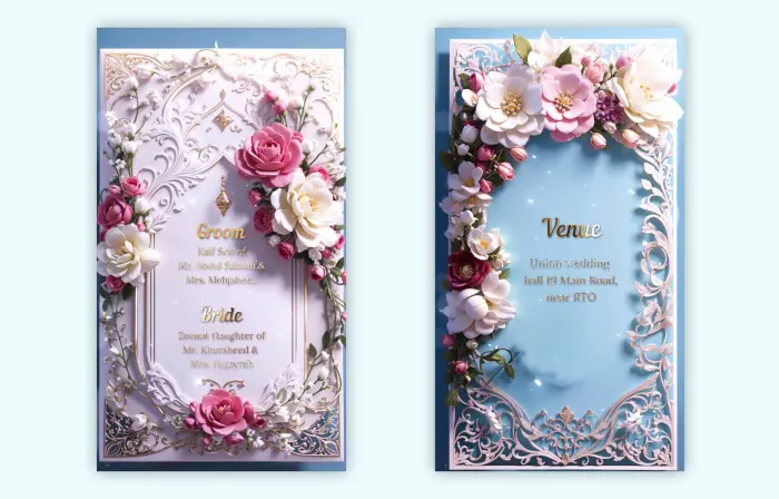 Innovative 3D Floral Muslim Wedding Invitation Instagram Story